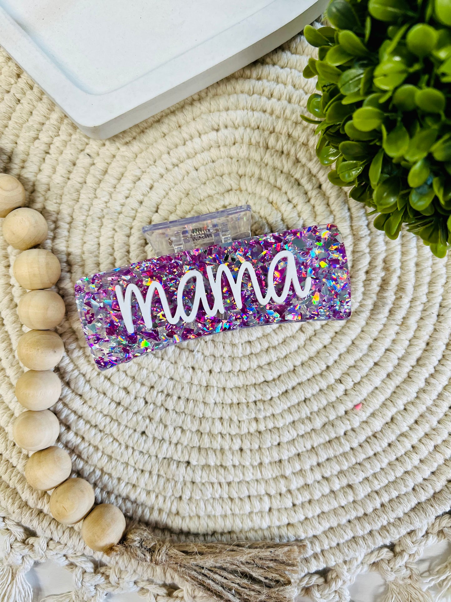 Pink/Purple confetti Hair Clip