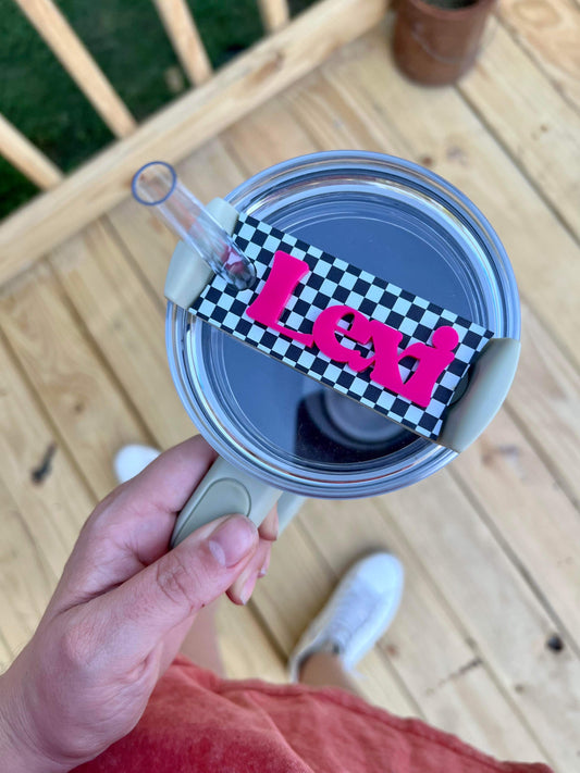 Checkered cup topper