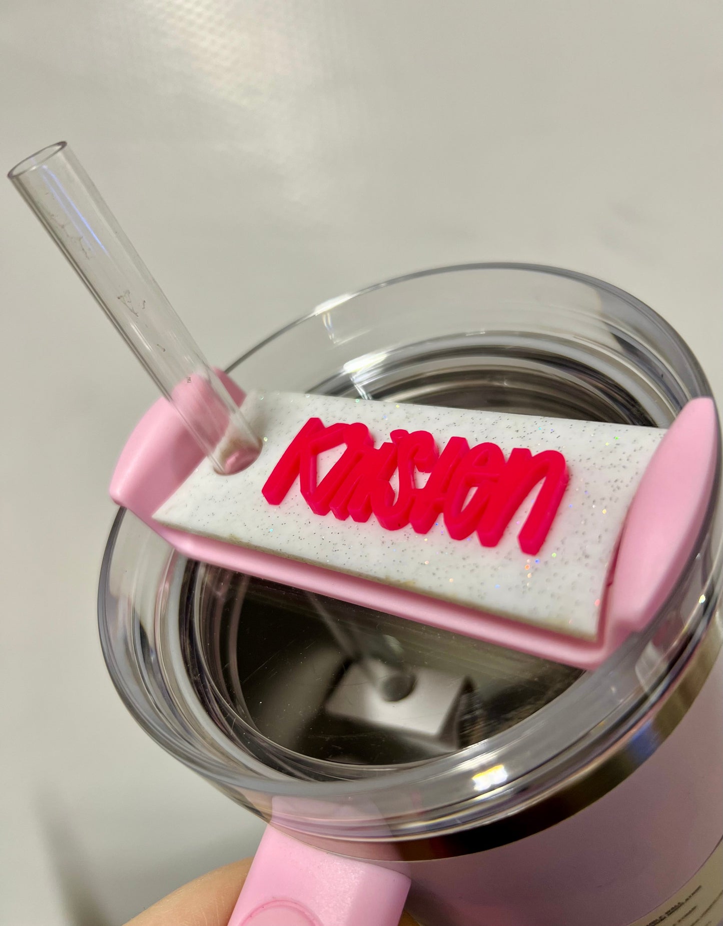 White Glitter with Hot Pink Topper DOTW