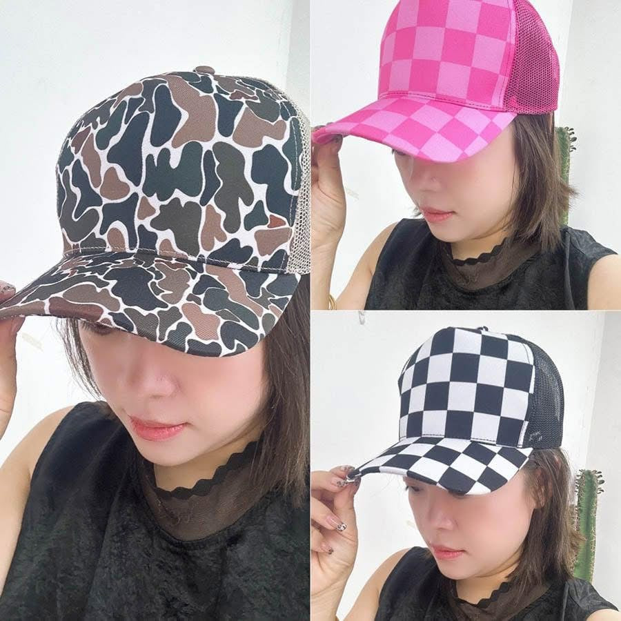 Adult Camo + Checkered Baseball Caps