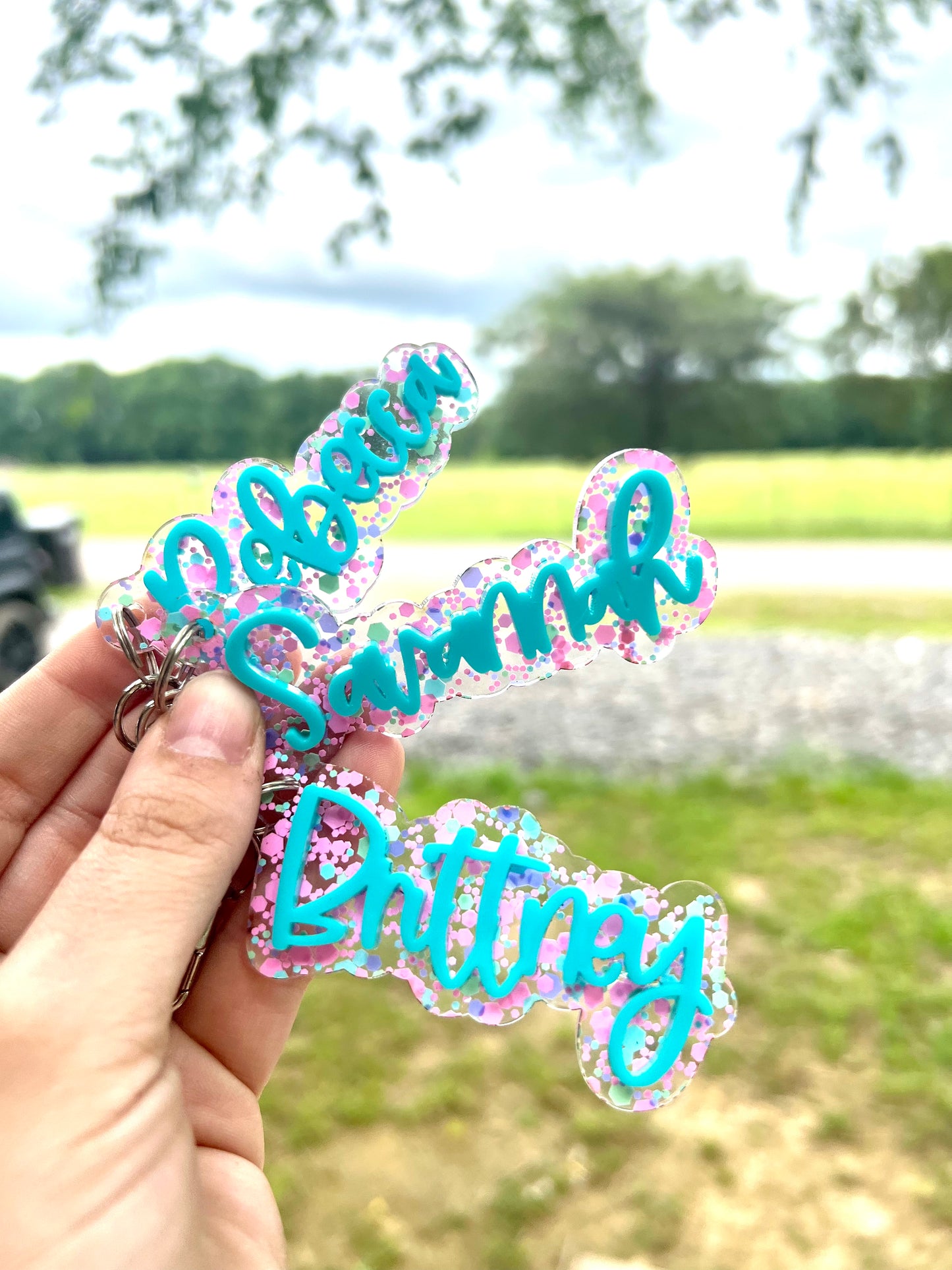 Unicorn glitter name keychain