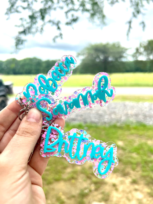 Unicorn glitter name keychain