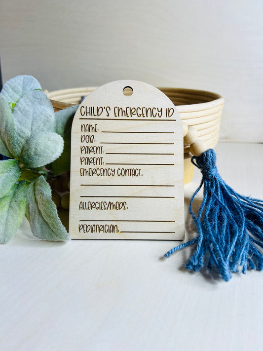 Child’s emergency Id tag